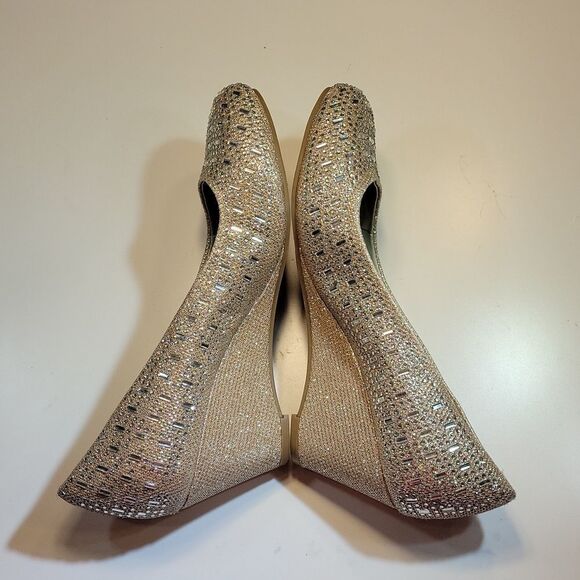 NICOLE ROUND TOE GOLD &SILVER WEDGE SHOES - Picture 12 of 16